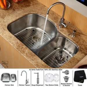   32 Double Bowl Kitchen Sink with Soap Dispenser Appliances