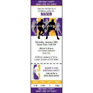  Los Angeles Lakers Colored Ticket Invitation Sports 