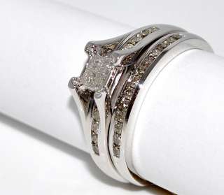 Diamond Wedding Bridal Set Princess Cut Engagement Ring +Band .5ct 10K 