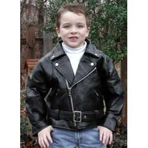  Patched Leather Childs Motorcycle Jacket. Size 10