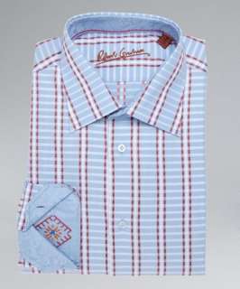 Robert Graham light blue cotton Lason striped button front shirt