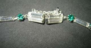 VINTAGE green white rhinestone choker necklace pearl  