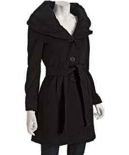 Elie Tahari black wool Cheryl ruched collar coat   