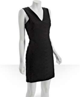 Tibi black stretch cotton v neck bandage dress  BLUEFLY up to 70% off 