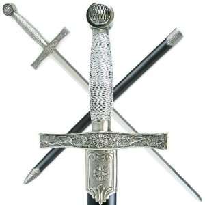  39 in Medieval Sword w/ Hard Scabbard   Wire Wrapped 