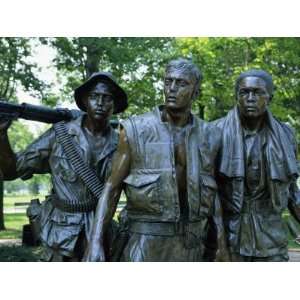 Close Up of Statues on the Vietnam Veterans Memorial in Washington D.C 