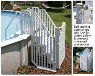 Pool Complete Stair Entry System w/Gate + Step Pad  
