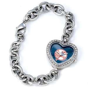  New York Yankees Logo MLB Silver Rhinestone Ladies Heart 