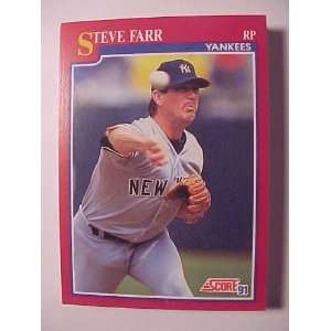  1991 Score Rookie/Traded 21T Steve Farr New York Yankees 