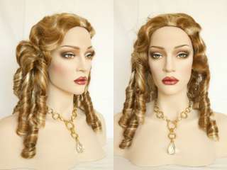   Costume Wigs With Finger Waves and Locks Medium Blonde Brunette Red