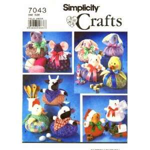  Simplicity 7043 Crafts Sewing Pattern Puffy Animals Santa Bear Cat 
