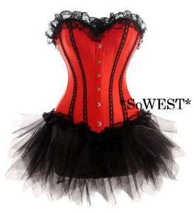 Burlesque Moulin Rouge Lolita Saloon Girl FANCY DRESS Corset & Tutu 