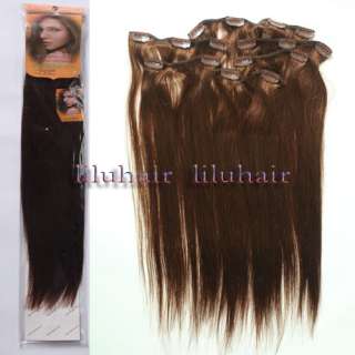 16 inches LILU Brand 7pcs remy human hair extensions 80g/set,#04 