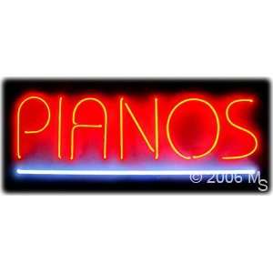 Neon Sign   Pianos   Large 13 x 32  Grocery & Gourmet 
