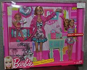 NIB Barbie Sisters Slumber Party Playset Stacie Chelsea Three Doll 