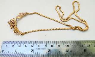 Vintage 22K solid gold chain and ruby and diamond pende  