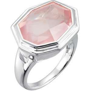   Silver Size 07.00/17.00X13.00Mm Genuine Rose Quartz Ring Jewelry