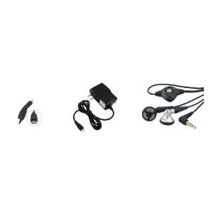 3in1 Car Plug in+Home Wall AC Charger+3.5mm Stereo Handsfree Headset 
