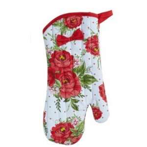  Jessie Steele Cottage Rose Oven Mitt with Bow,Red