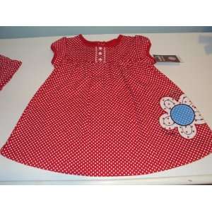   Girls 2 piece Red Polka Dot Cotton Knit S/S Dress Set 9 Months: Baby
