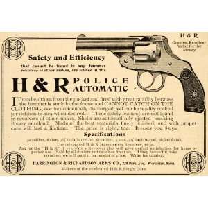  1907 Ad Harrington Richardson Police Automatic Revolver 