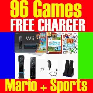  Wii CONSOLE SYSTEM 2 PLAYERS 96 GAMES SUPER MARIO + WII SPORTS  