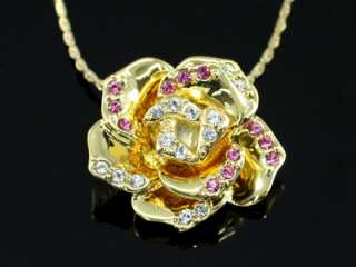 Gold Plated Rose Necklace use Swarovski Crystal SN194  