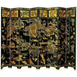  Large Gold Hand Painted Eight Panel Screen