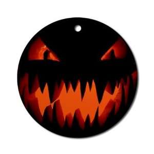  Scary Pumpkin Face Halloween Ornament, Round 2 7/8