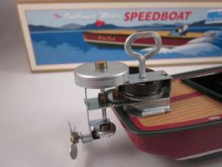   EDITION Wind Up Tin metal boat vtg style toy Speedboat Outboard Motor