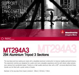 Manfrotto MT294A3 3 Section Aluminium Tripod Genuine SLR DSLR Camera 