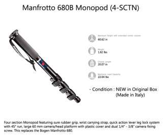 Manfrotto Bogen 680B Monopod 234RC Tilt Head 3229 Kit  