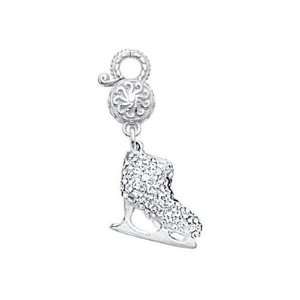   Sterling Silver Crystal Ice Skate Charm: CleverEve: Jewelry