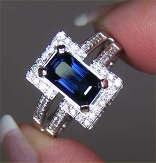 Certified Estate 3.92 ct UNHEATED Blue Sapphire Diamond Engagement 