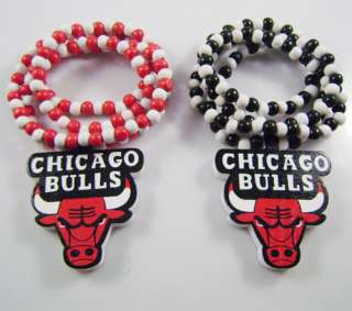   Chicago bulls Piece Good wood necklace goodwood nyc jewelry back red