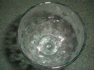WINE thick GLASS GOBLET HOBNAIL aqua tinted large  