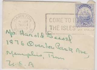 Bermuda Isles of Rest Slogan Cancel on Cover to US. Make multiple 