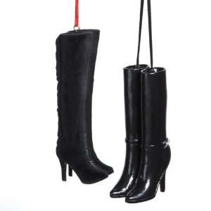   Ladies High Heel Black Boots Christmas Ornaments 3.75