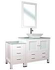   Vanity Modern Single Vessel Sink + Side Cabinet White + Mirror