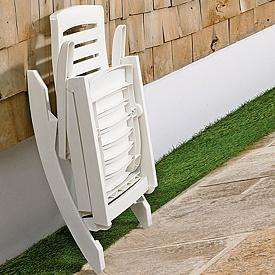 Outdoor White Resin Rocking Chair Porch Rocker Deck Folding Foldable 