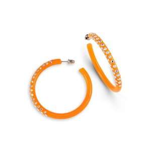    Orange Solid Hoop Rainbow Swarovski Crystal Earrings Jewelry