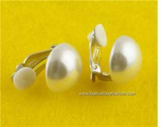 Clip On Faux Pearl Button Stud Earrings 9 Colors,2Szs  