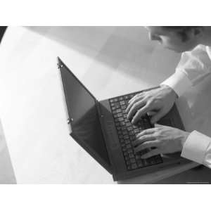  Caucasian Businessman Typing on Black Laptop Computer 