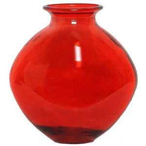  Spanish Large Recycled Ruby Red Glass Vase 10.25H: Home 
