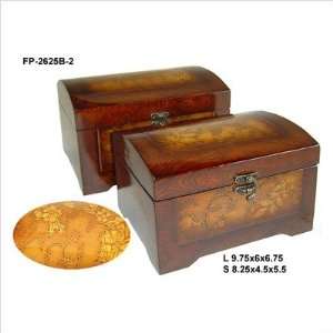 Lined Wooden Box with Latch Hook and Flower Print (Set of 